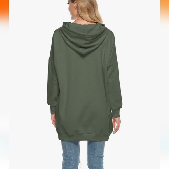 Extra long hooded tunic sweatshirt - Picture 2 of 9